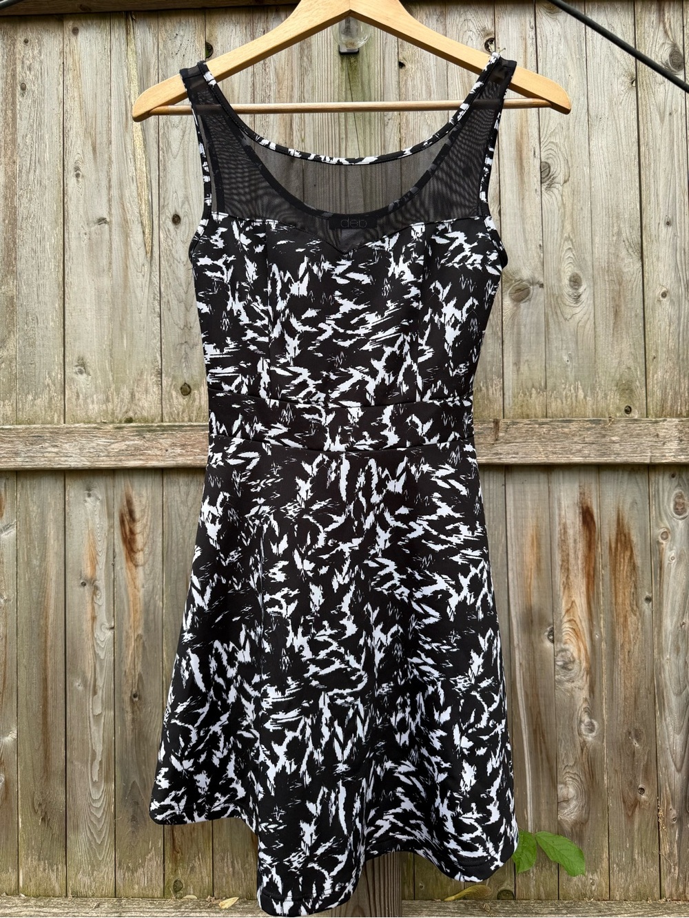 Deb Black  Mesh Panel Fit & Flare Mini Dress Athleisure Tennis Pickleball Sporty